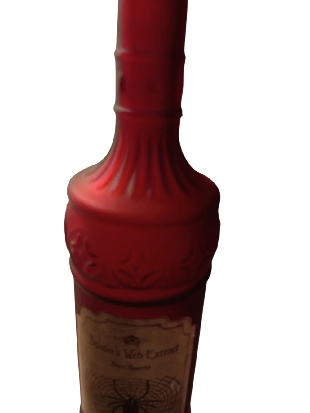 Halloween Spider Web Extract Skull Bottle Red Glass Collectible Wine Bottle